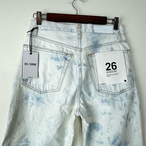 Re/Done Sunbleach 90's Acid Wash Straight-Leg Jeans NWT Size 26 - Picture 6 of 9